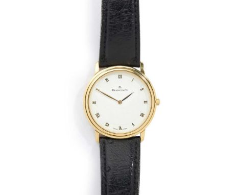 No.2599, purchased 2000, the case marked 750, signed Blancpain calibre 21, 18 jewel manual wind movement, round white dial wi
