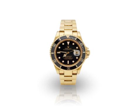 Oyster perpetual Date Submariner model number 16618, 1991 from serial number, originally purchased 1994, round black dial wit