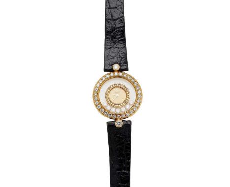 model 20/5458, quartz movement, small signed round champagne dial to a larger circular case, lacking numerals, gold sword han