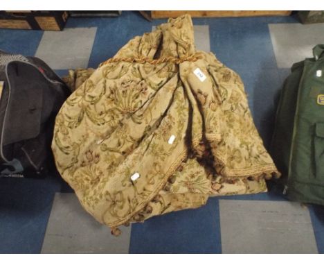 A Pair of Tapestry Curtains and Matching Pelmet.