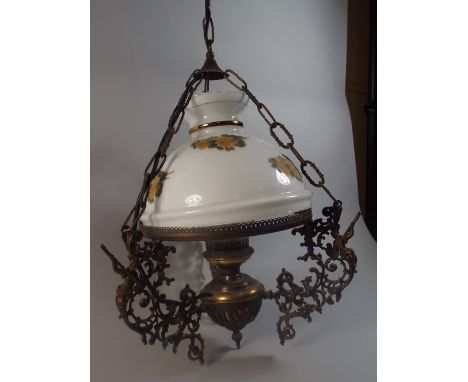 A Brass and Ceramic Ceiling Wall Lamp.