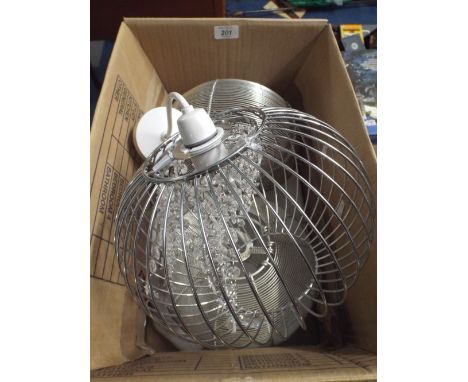 Two Modern Wire Lamp Shades and A Wall Mounting Wire Wall Light.