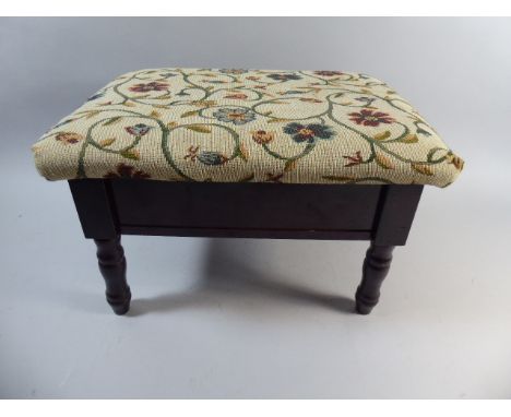 A Modern Mahogany Box Foot Stool with Hinged Tapestry Top, 40cm Long 
