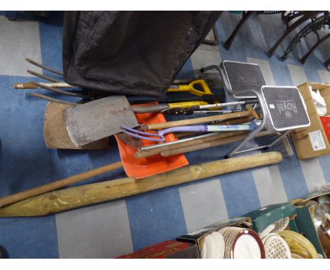 A Collection of Garden Forks, Spades, Tools Etc 