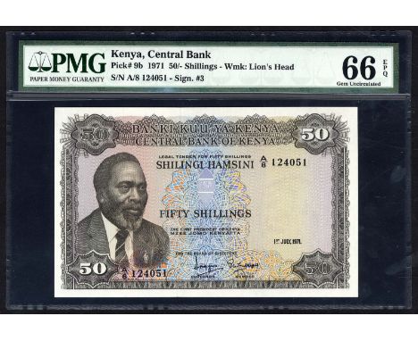 Kenya, P 9b, Linzmayer CBK B9b, Central Bank of Kenya, 50 Shillings, July 1, 1971. Portrait of Mzee Jomo Kenyatta at left, co