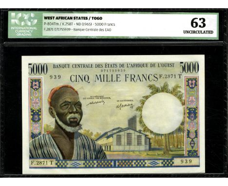 West African States, T - Togo, P 804Tm, Leclerc/Kolsky 258T, Banque Centrale des États de l'Afrique de l'Ouest, Togo, 5,000 F