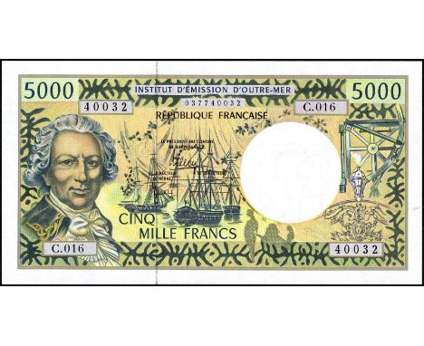 French Pacific Territories, P 3, Linzmayer IEOM B3i, Institut d'Émission d'Outre-Mer, 5,000 Francs, (2010). Portrait of navig