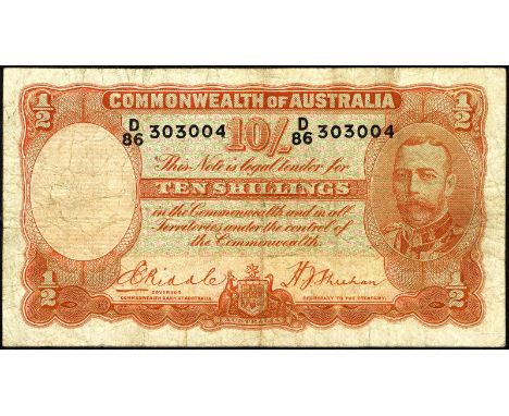 Australia, P 21, Renniks 11, Commonwealth of Australia, 10 Shillings, (1936-39). Portrait of King George V at right on front.