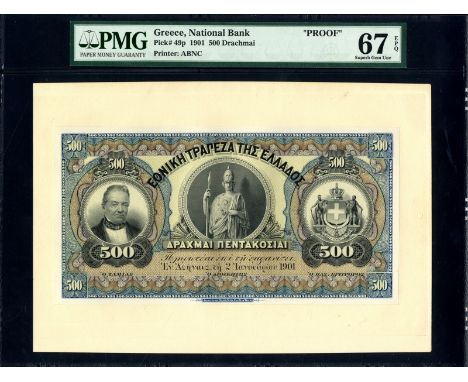 Greece, P 49p, Pitidis-Poutous 45c, National Bank of Greece, 500 Drachmai, 2 January 1901, FRONT PROOF. Portrait of G. Stavro
