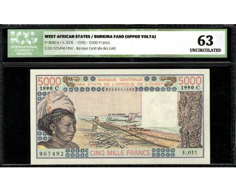 West African States, P 308Cn, Leclerc/Kolsky 303C, Banque Centrale des États de l'Afrique de l'Ouest, Burkina Faso (Upper Vol