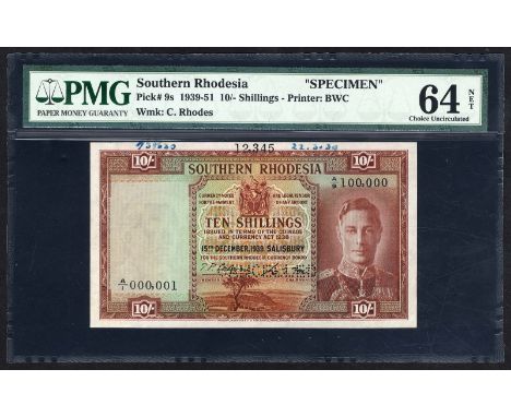 Southern Rhodesia, P 9s, Southern Rhodesia Currency Board, 10 Shillings, 15 December 1939. Coat of arms of Rhodesia at upper 