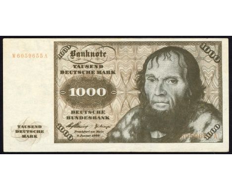 Germany, G German Federal Republic, P NL, Linzmayer NL, Deutsche Bundesbank, 1,000 Mark, 2 January 1960. Portrait of astronom