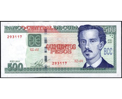 Cuba, P New, Banco Central de Cuba, 500 Pesos, 2010 (2014), REPLACEMENT. Portrait of Ignacio Agramonte at right on front. Con