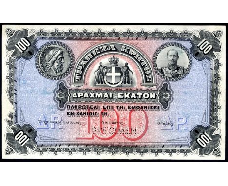 Greece, P S154s, Pitidis-Poutous 252d, Bank of Crete, 100 Drachmai, (1901), FRONT COLOUR PROOF. Ancient coin at upper left, c