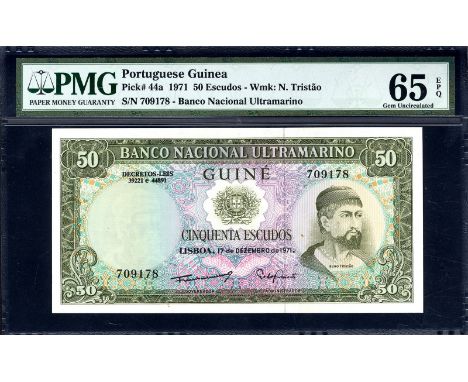 Portuguese Guinea, P 44a, Banco Nacional Ultramarino, Guiné. Lot containing 2x 50 Escudos, 17 December 1971. Coat of arms of 