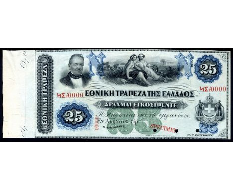 Greece, P 31s, Pitidis-Poutous 28b, National Bank of Greece, 25 Drachmai, SPECIMEN. Portrait of G. Stavros at upper left, two