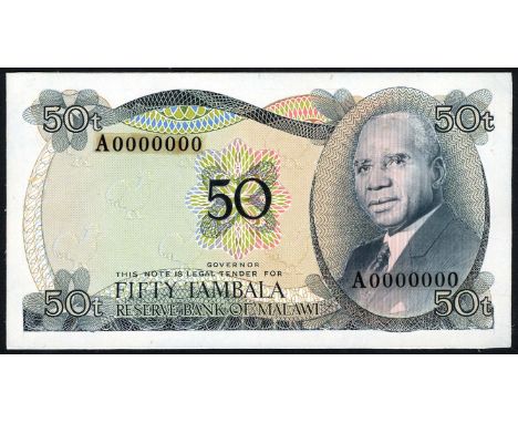 Malawi, P NL, Reserve Bank of Malawi, 50 Tambala, COMPOSITE FRONT AND BACK DESIGN.  Portrait of Dr. Hastings Kamuzu Banda at 