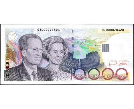 Belgium, NBBB-110, P 146, Banque Nationale de Belgique, 10,000 Francs, (1992-97). Portrait of King Boudewijn and Queen Fabiol