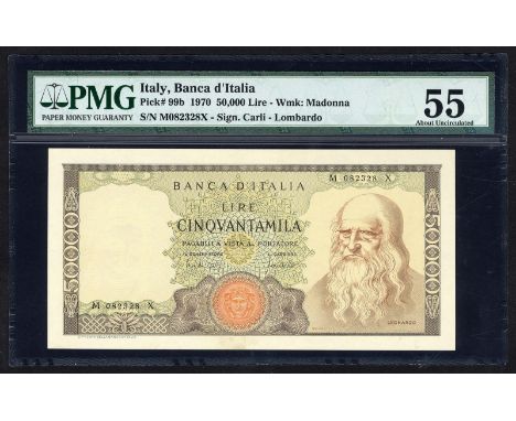 Italy, P 99b, Gavello BC78B, Bank of Italy, 50,000 Lire, 1970. Red seal with head of Italia at lower center, portrait of Leon