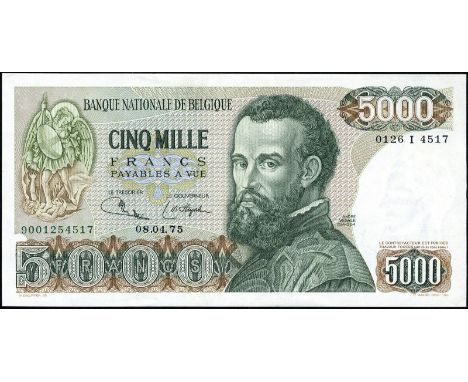 Belgium, NBBB-107cR, P 137R, Banque Nationale de Belgique, 5,000 Francs, 8 April 1975, REPLACEMENT. Portrait of André Vesaliu