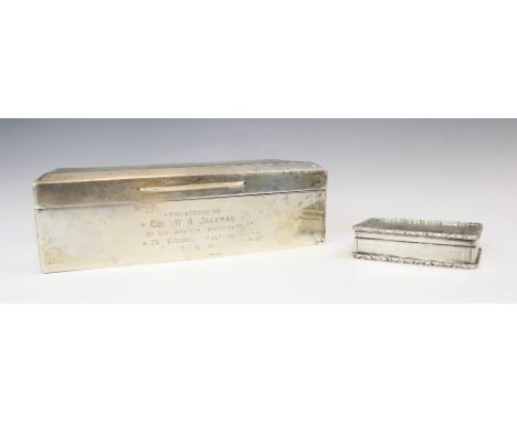 A William IV silver presentation box, possibly John Tongue, Birmingham 1825, the hinged cover engraved 'Royal Mersey Lodge, o