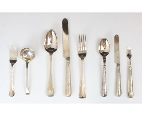 A Victorian silver christening set, Francis Higgins II, London 1862, comprising fork, knife and spoon, the terminals with eng