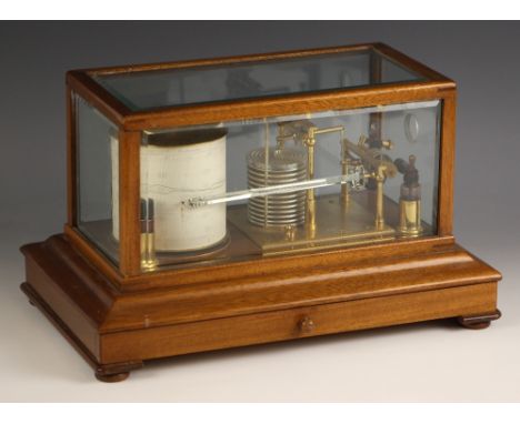 A Short &amp; Mason, London, walnut cased barograph, 20th century, serial No. E2253, Reg. No. 476369, with a chromed ten stac