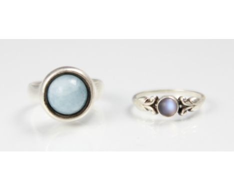 A selection of Georg Jensen jewellery, including a 'Sphere' ring designed by Regitze Overgaard, the aquamarine coloured spher