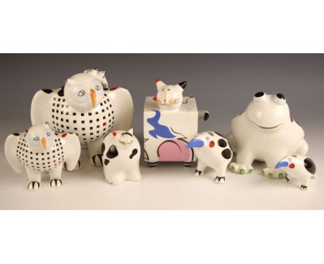 A collection of Villeroy &amp; Boch ceramic stylised figures, 21st century, to include; a frog, modelled with a butterfly on 