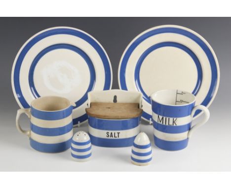 A collection of T.G. Green Cornish ware, to include two milk jugs, tallest 12.5cm, a teacup, dinner plate, two salad plates, 