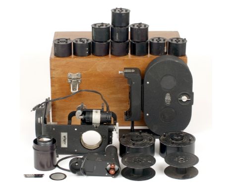 LARGE Robot Accessory Motor System. To include a Dallmeyer 6" f4.5 Telephoto lens, Arriflex 16mm bulk film back, spools etc. 