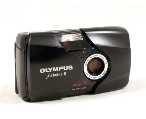 Olympus Mju II Compact 35mm Film Camera. Condition 5F. With f2.8 AF AW lens.[cabinet A4]