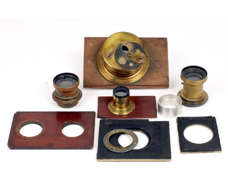 Large Brass Camera Lens &amp; Others. To include large lens with rotary stops and marked "C Shepherd &amp; Co, 97 Farringdon 