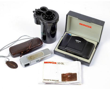 Minox 35mm &amp; Subminiature Cameras. To include Minox 35 GL with box &amp; instruction book and a Minox B camera in case wi