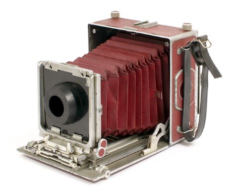 MPP 5x4 Camera With Red Covering &amp; Bellows. MPP Micro Technical camera with coupled rangefinder, lens panel (no lens) (so