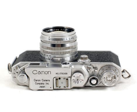 Canon IVSV2 35mm Rangefinder Camera. #175068, condition 5F. Speeds to 1/1000 and lock to slow speed dial. Fitted with "Canon 