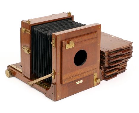 Gandolfi Half Plate Wood &amp; Brass Tailboard Camera. (condition 4F). Small inside digit appears to read as a number 4. With
