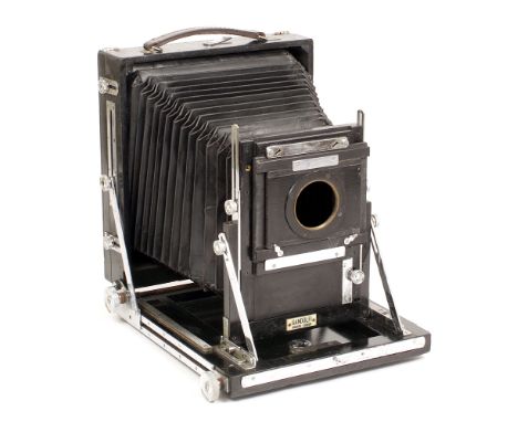 Uncommon Gandolfi Whole Plate Camera with Chrome Furniture &amp; Ebonised Finish to the Wood. Fitted with half plate back.[ca