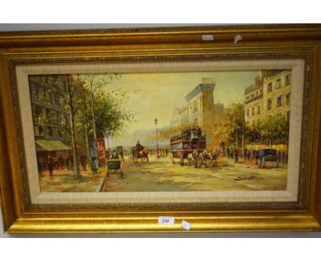 Oil on board, Paris Street scene, c.1900, signed cover right - Sebastian, certificate verso Racine Art Gallery 