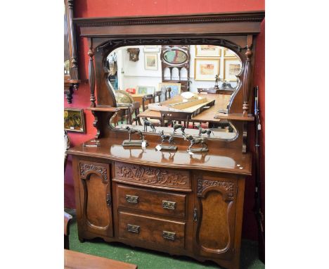 A mahogany Art Nouveau mirror back sideboard 