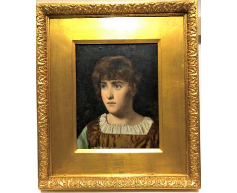 EDWIN HARRIS (1855-1906) A portrait of a girl Oil on lined canvas Signed 34 x 26.5cm