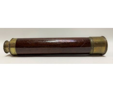 A 19th century brass bound and mahogany four drawer telescope by Worthington, London, with engraved name for Lord Clarence Pa