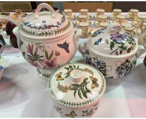 A Portmeirion 'Botanic Garden' soup tureen and cover with ladle together with two other 'Botanic Garden' tureens and covers