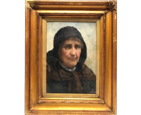 DAVID W. HADDON (fl. 1884-1911) A portrait of an elderly fish wife Oil on board Signed 33.5 x 23cm