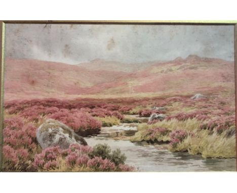 BERTRAM MORRISH Dartmoor Landscape Watercolour Signed 18 x 27.5cm Together with a colour lithograph after VINCENT HADDELSEY (
