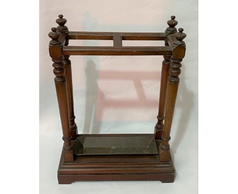 Early 20th Century mahogany two-section stick stand with copper drip tray, 83cm x 54.5cm