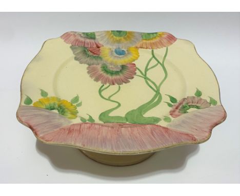 A Clarice Cliff Royal Staffordshire Pottery A.J. Wilkinson Ltd comport, Honeyglaze range and in Rhodanthe pattern, width 22.5