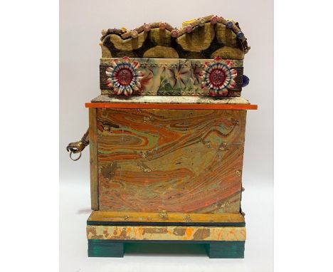 Elton John provenance - An extraordinary mixed media model of a mythical Japanese bird upon a mixed media marbled plinth, wit