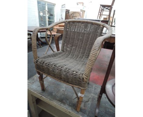 A vintage wicker child's chair