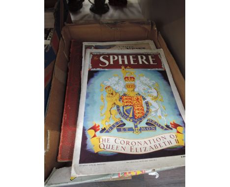 A box of vintage magazines including the Illustrated London News